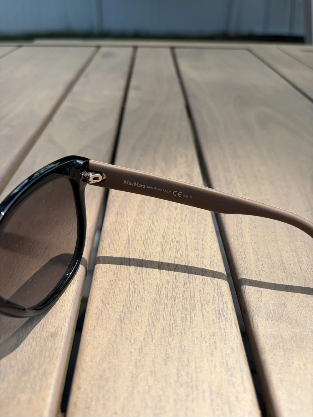 MaxMara Brown Leather-Trim Sunglasses with Black Frame